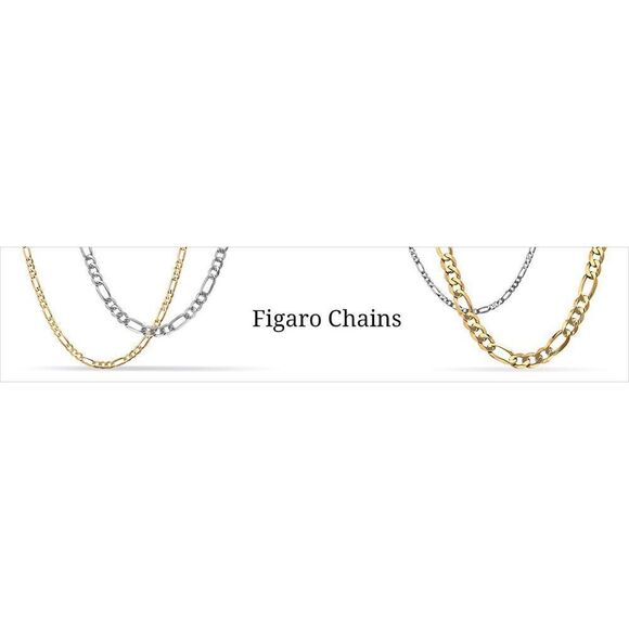 10k gold 4.4mm wide figaro link 22 inch chain - Picture 1 of 5
